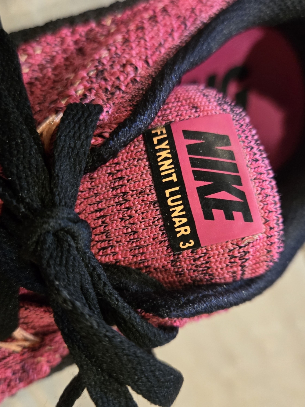 Nike Womens' Flyknit Lunar 3 Pink Running Shoes